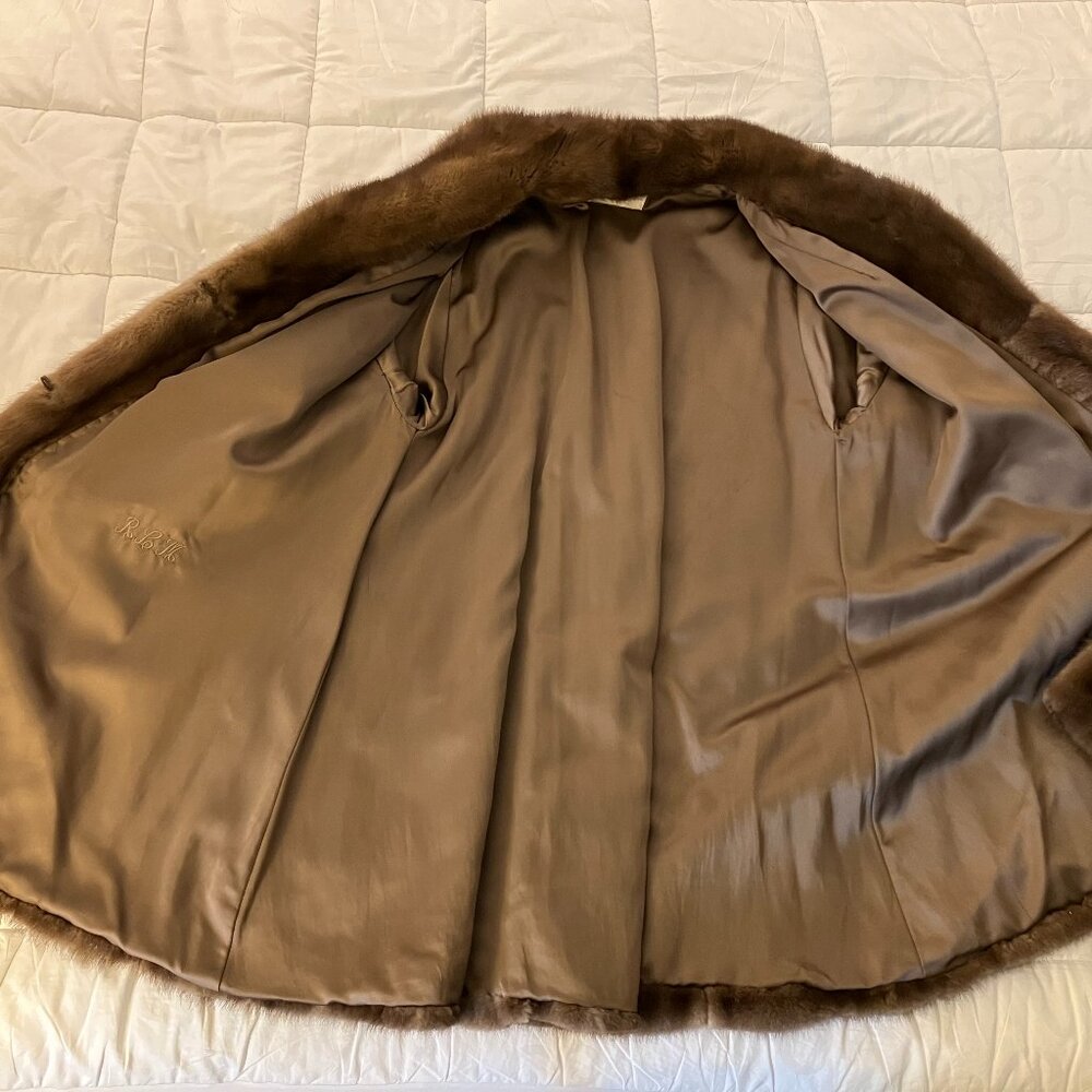 Vintage Lunamarine Real Mink Fur 3/4 Length Coat, Brown, Arista Furs - Picture 6 of 10
